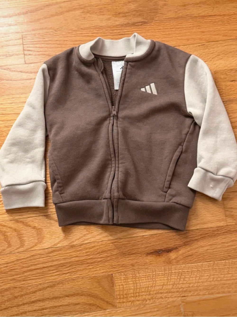 adidas Brown and Cream Zip-Up Hoodie for Kids